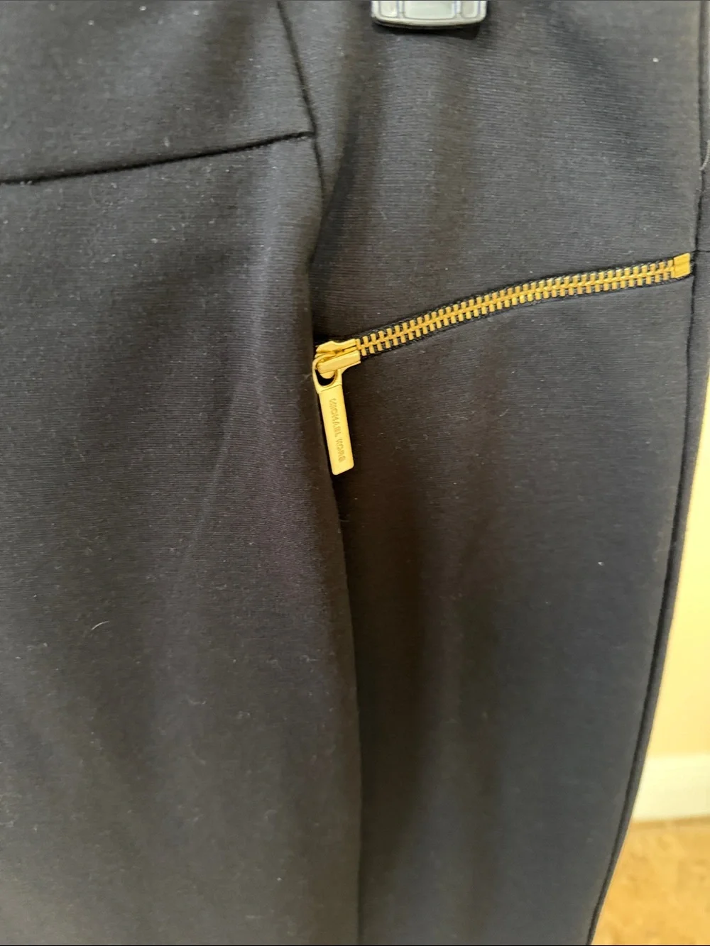 NWT Michael Kors Pencil Midi Skirt 12 Gold Tone Zippers Front Pockets & Back